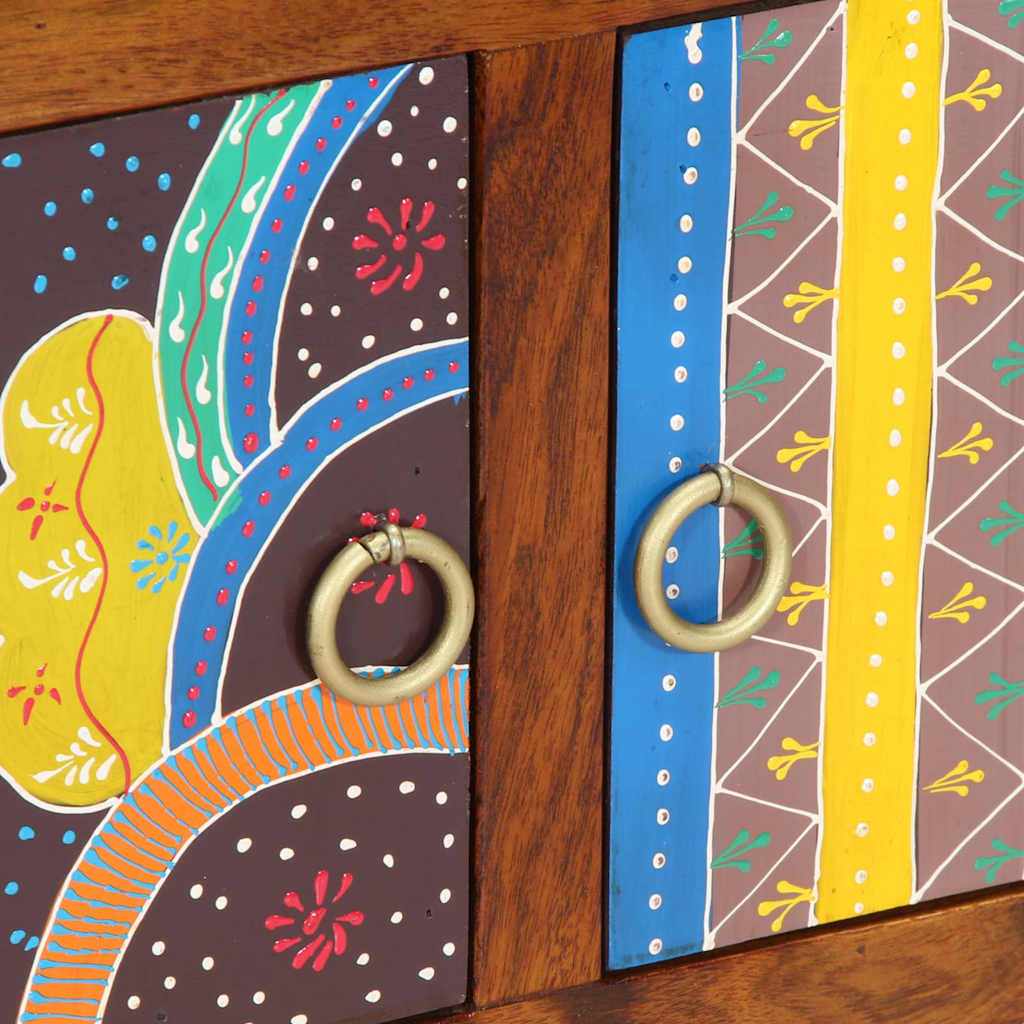 Schuhschrank mit Tür Braun 90 x 35 x 55 cm Massivholz Akazie