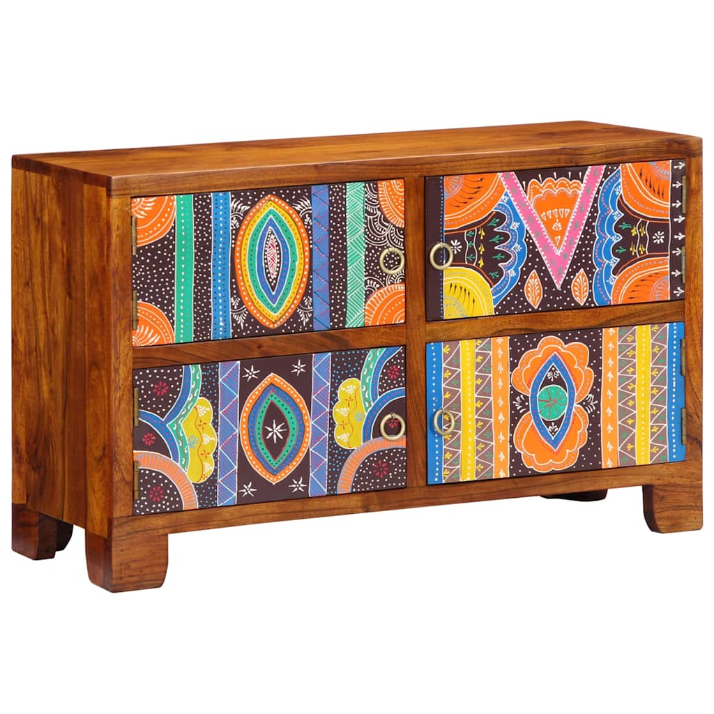 Schuhschrank mit Tür Braun 90 x 35 x 55 cm Massivholz Akazie