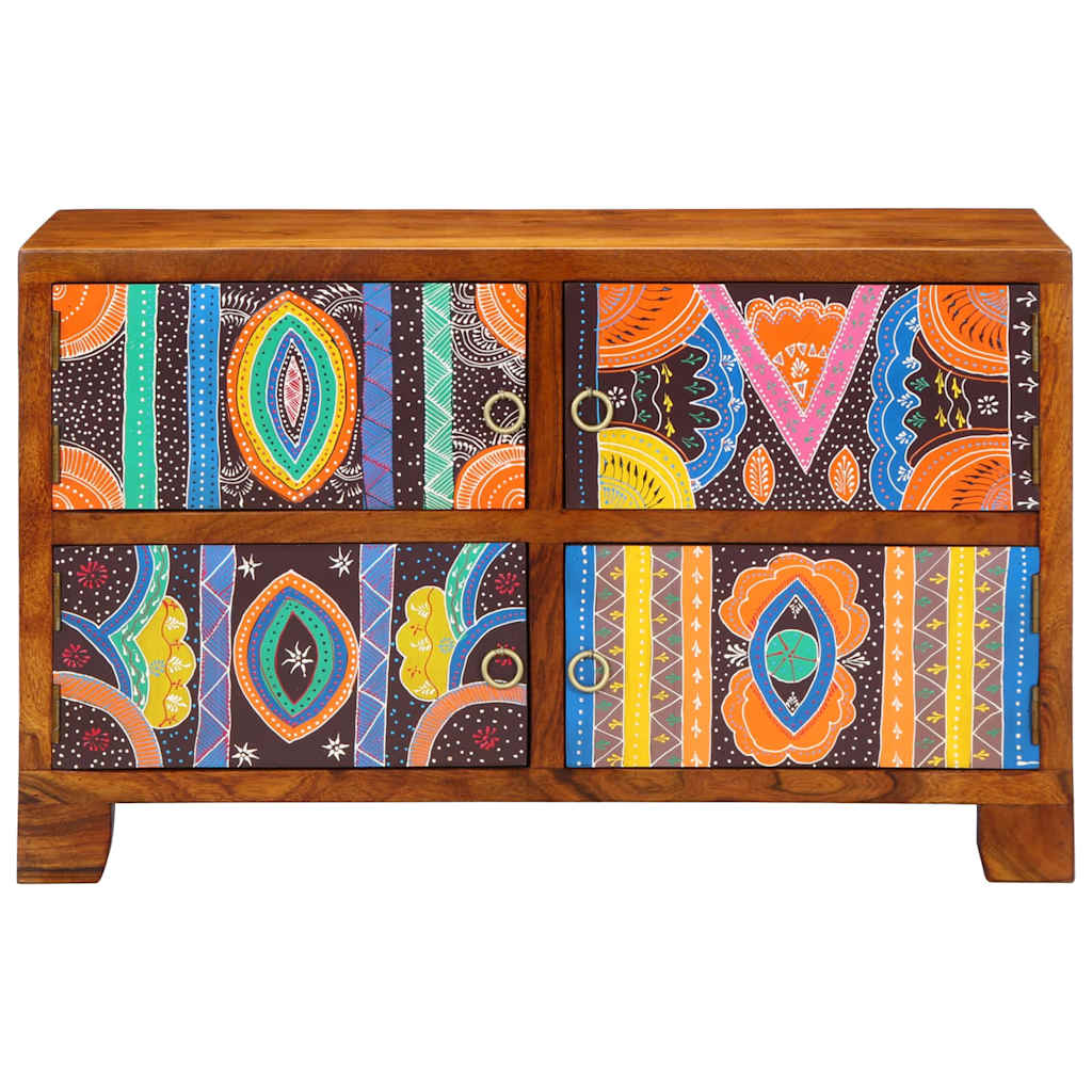 Schuhschrank mit Tür Braun 90 x 35 x 55 cm Massivholz Akazie