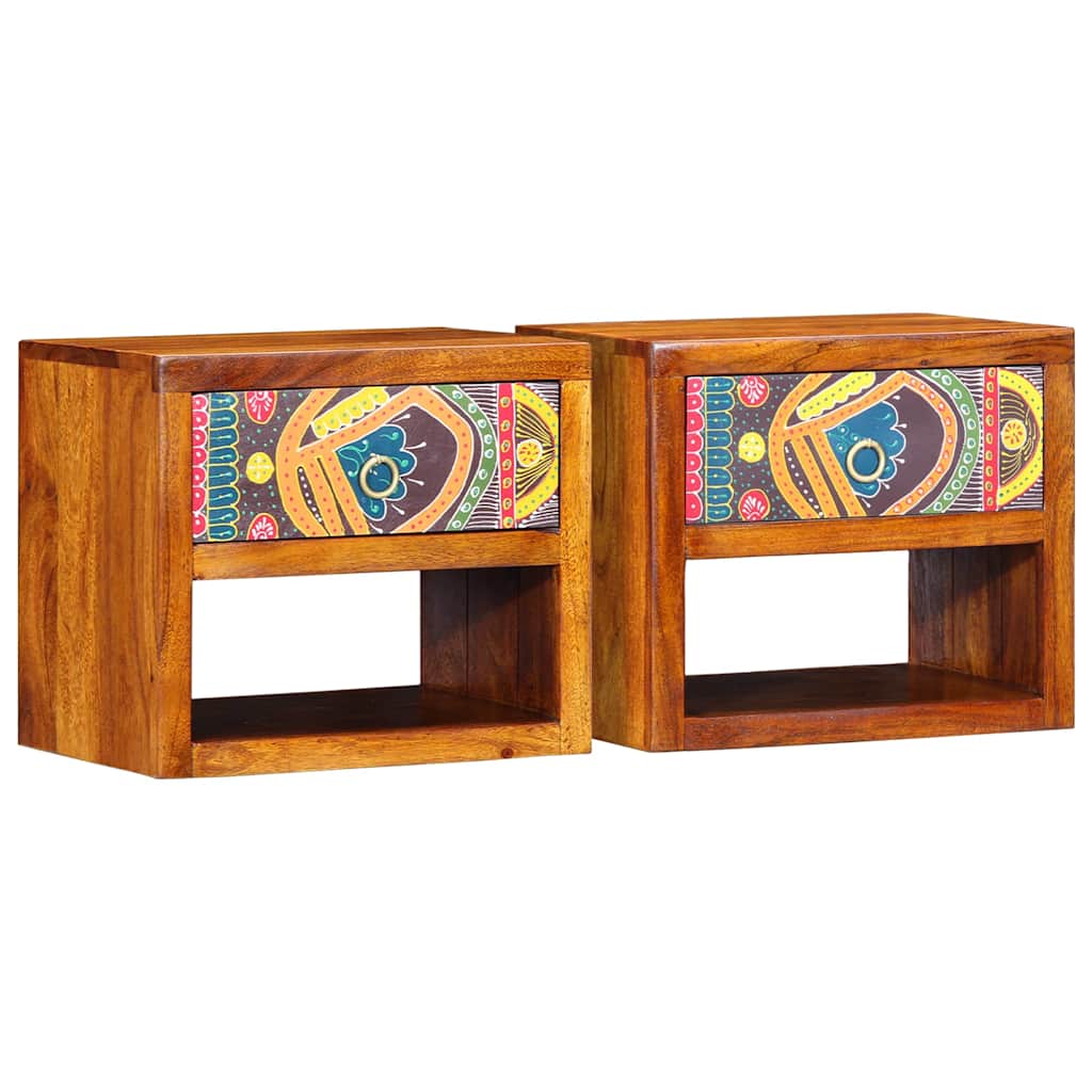 Nachttisch 2 stk. Braun 40 x 35 x 35 cm Massivholz Akazie