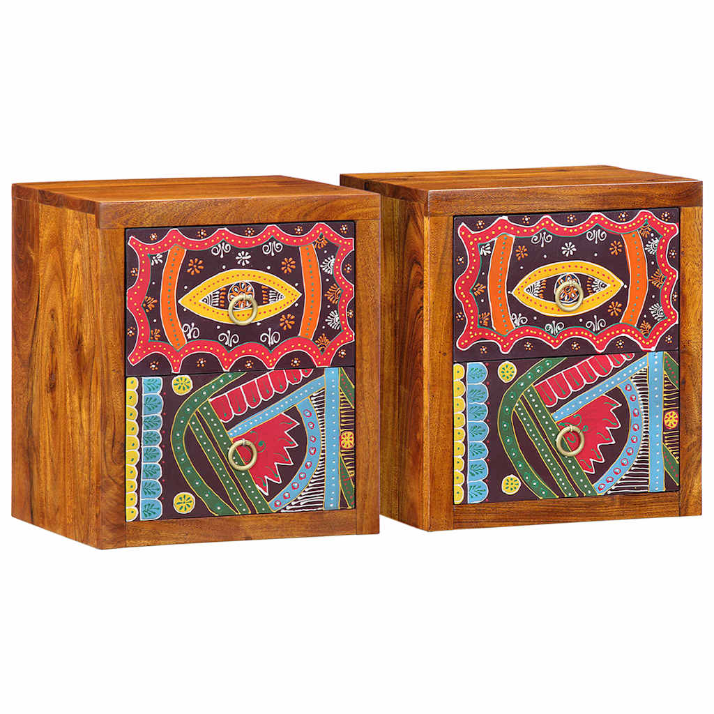 Nachttisch 2 stk. Braun 35 x 30 x 40 cm Massivholz Akazie