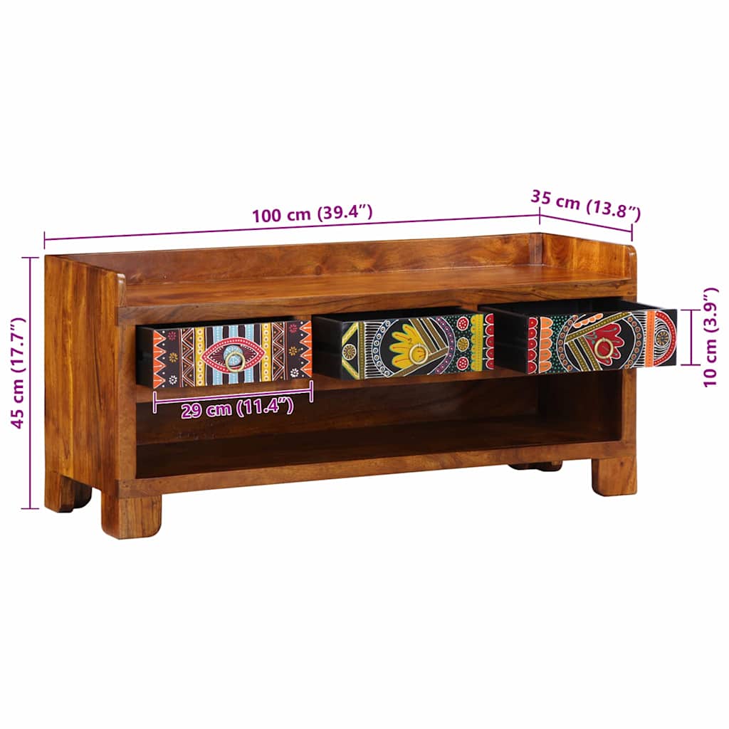 Schuhbank Honigbraun 100 x 35 x 45 cm Akazienmassivholz