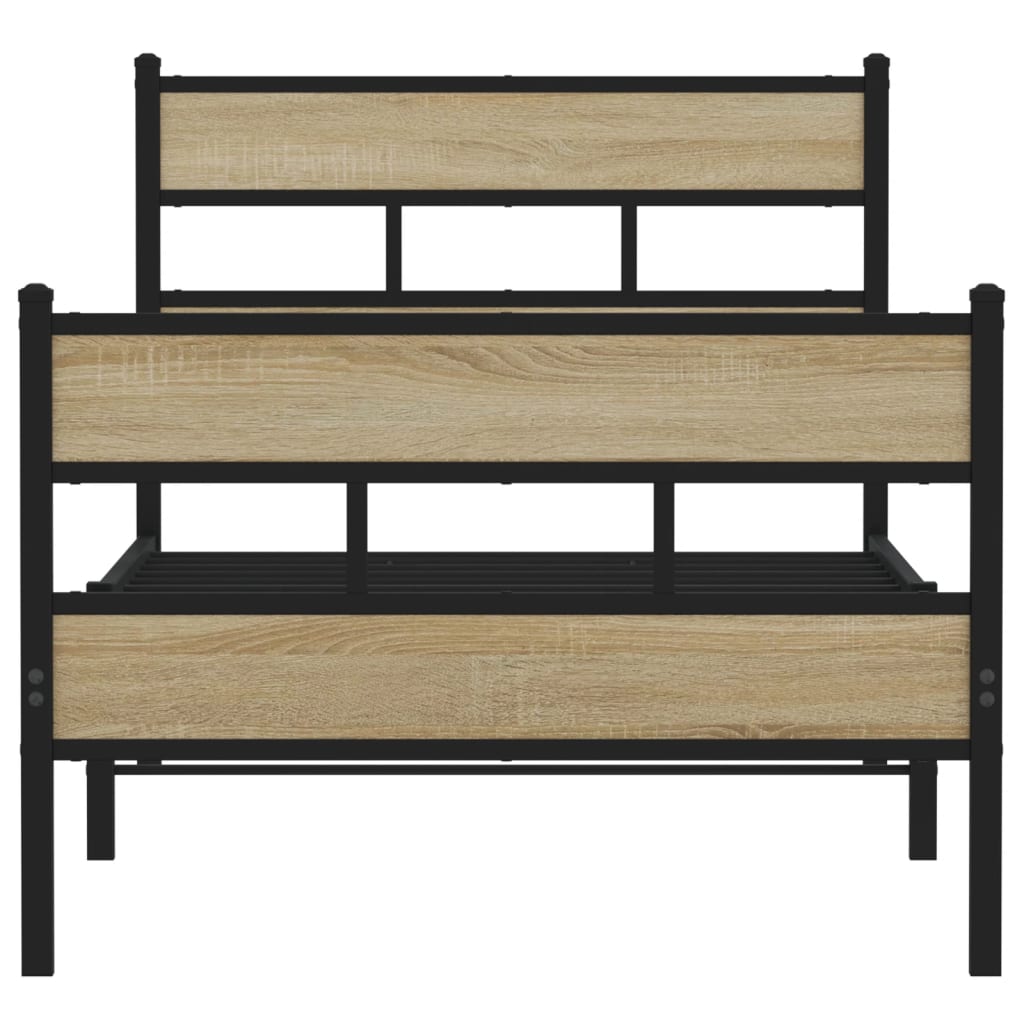 Metallbett ohne Matratze Sonoma-Eiche 75x190 cm
