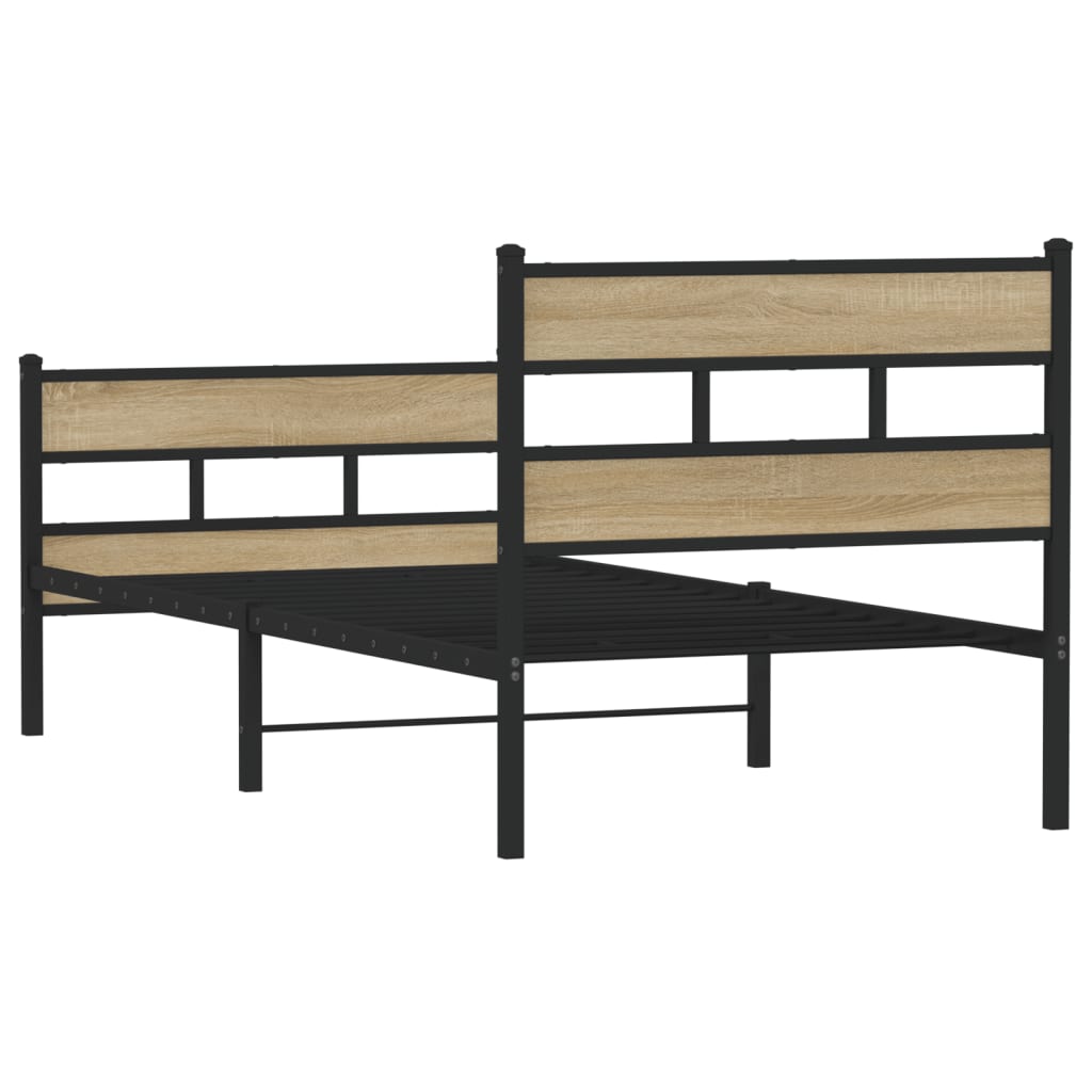 Metallbett ohne Matratze Sonoma-Eiche 75x190 cm