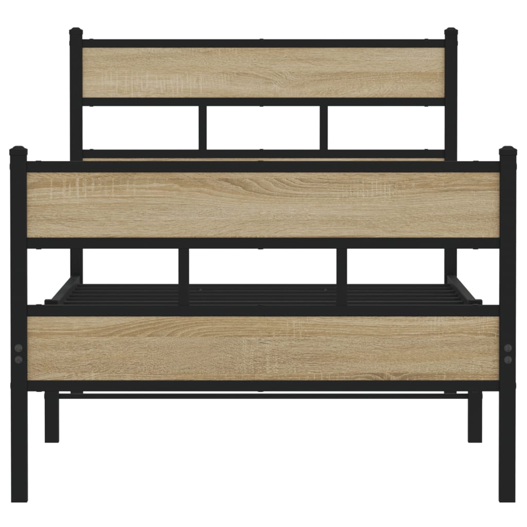 Metallbett ohne Matratze Sonoma-Eiche 90x190 cm