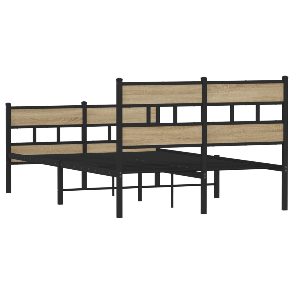 Metallbett ohne Matratze Sonoma-Eiche 120x200 cm