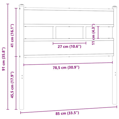 Ersatz-Kopfteil Sonoma-Eiche 80 cm Eisen und Holzwerkstoff