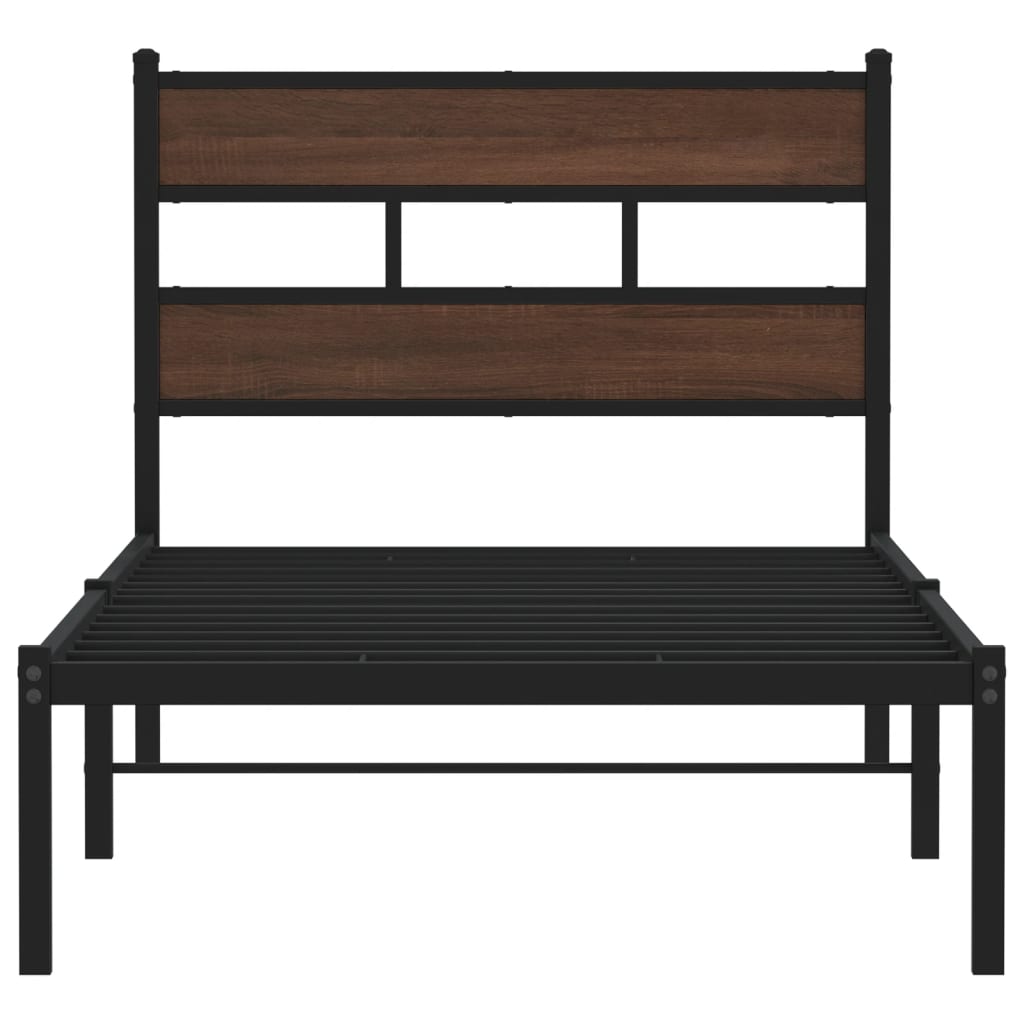 Bettgestell ohne Matratze mit Kopfteil Braun Eiche 75x190 cm
