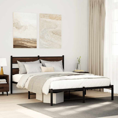 Bettgestell ohne Matratze mit Kopfteil Braun Eiche 140x200 cm