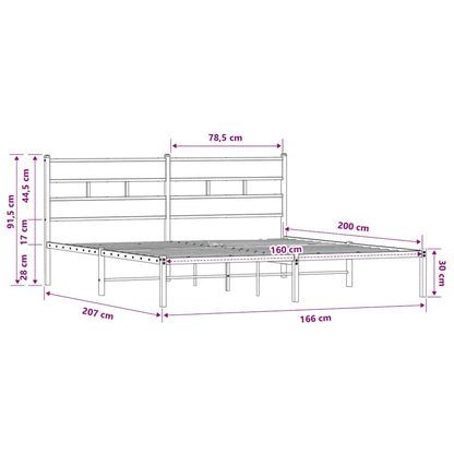 Bettgestell ohne Matratze mit Kopfteil Räuchereiche 160x200 cm