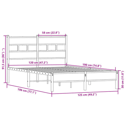 Bettgestell ohne Matratze Sonoma-Eiche 120x190 cm Holzwerkstoff