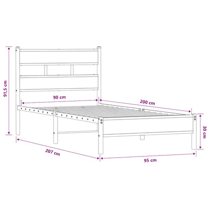 Bettgestell ohne Matratze Braun Eiche 90x200 cm Holzwerkstoff