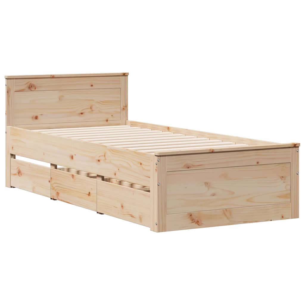 Massivholzbett mit Regal ohne Matratze 90x200 cm Kiefer