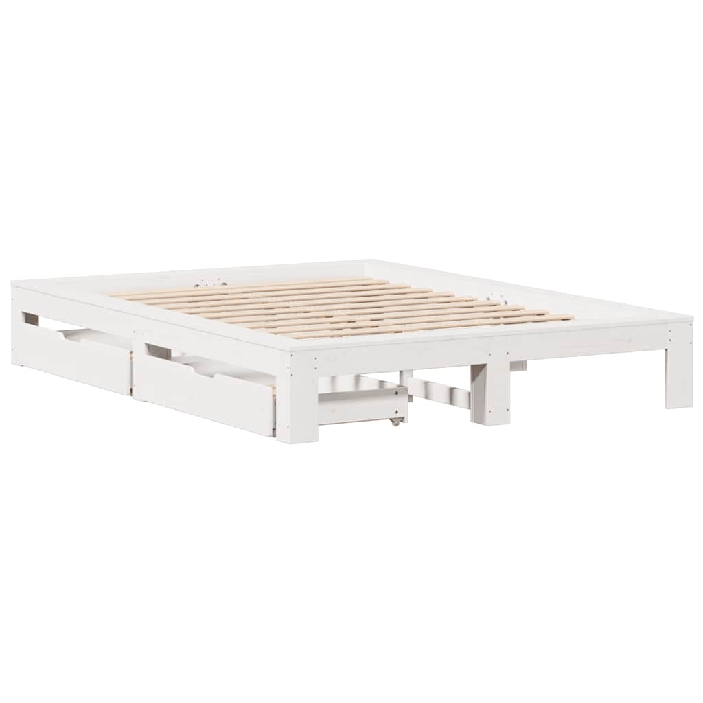 Massivholzbett ohne Matratze Weiß 160x200 Kiefernholz