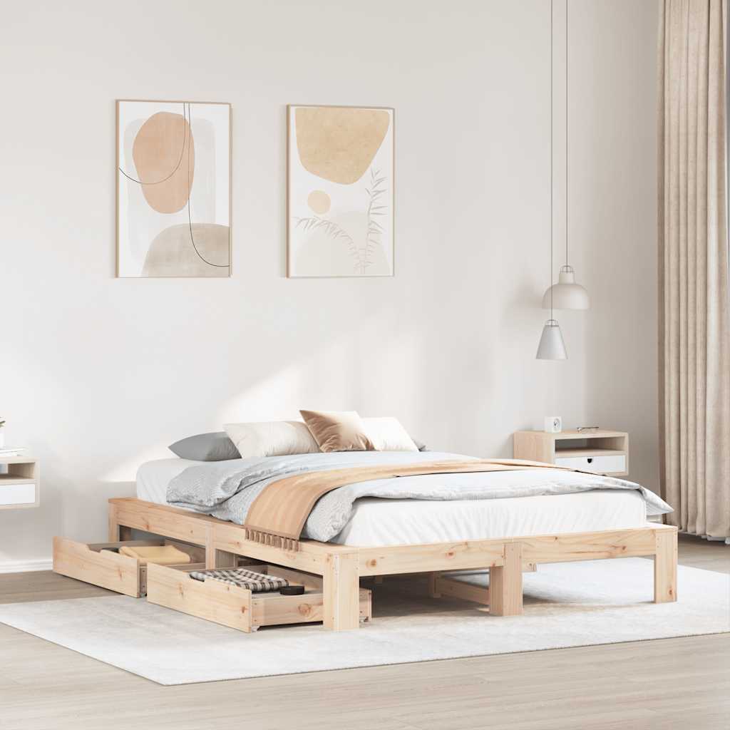 Massivholzbett ohne Matratze 140x190 cm Kiefernholz