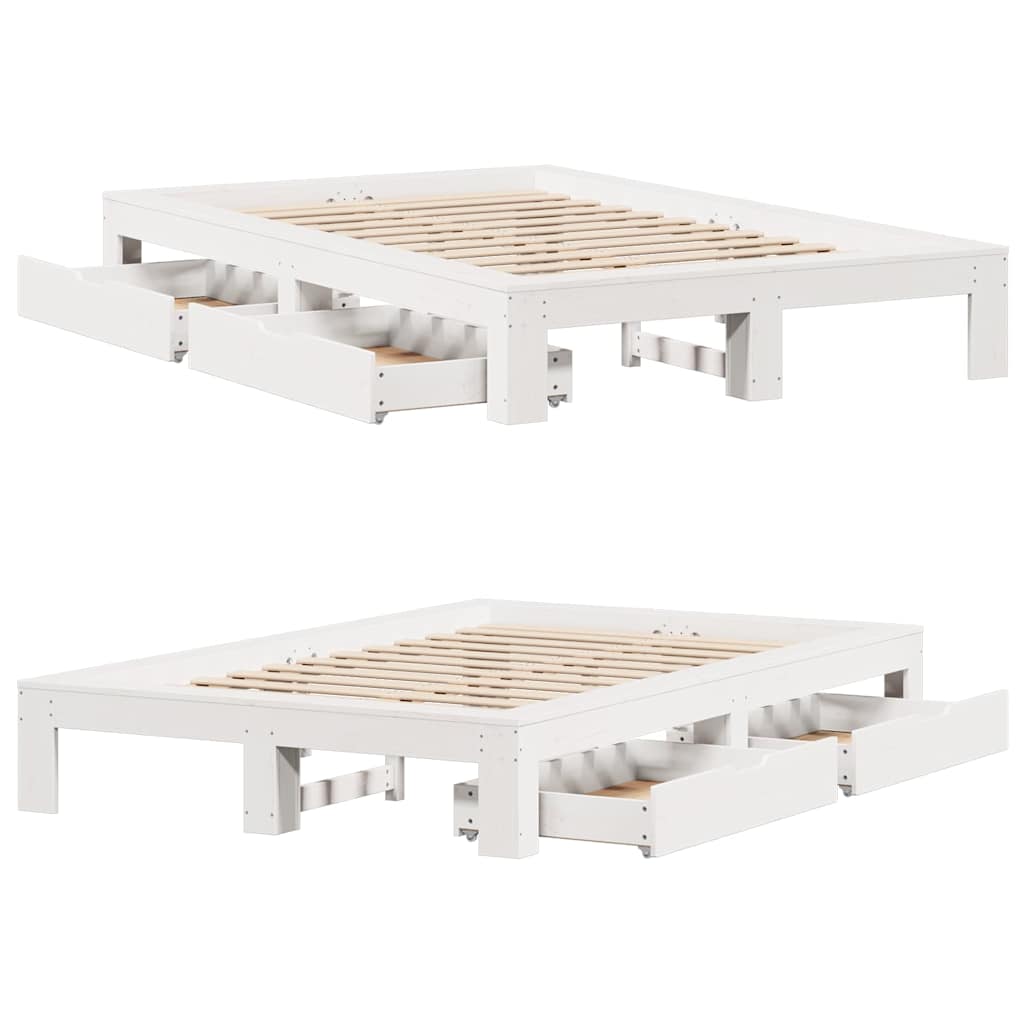 Massivholzbett ohne Matratze Weiß 120x190 cm Kiefernholz
