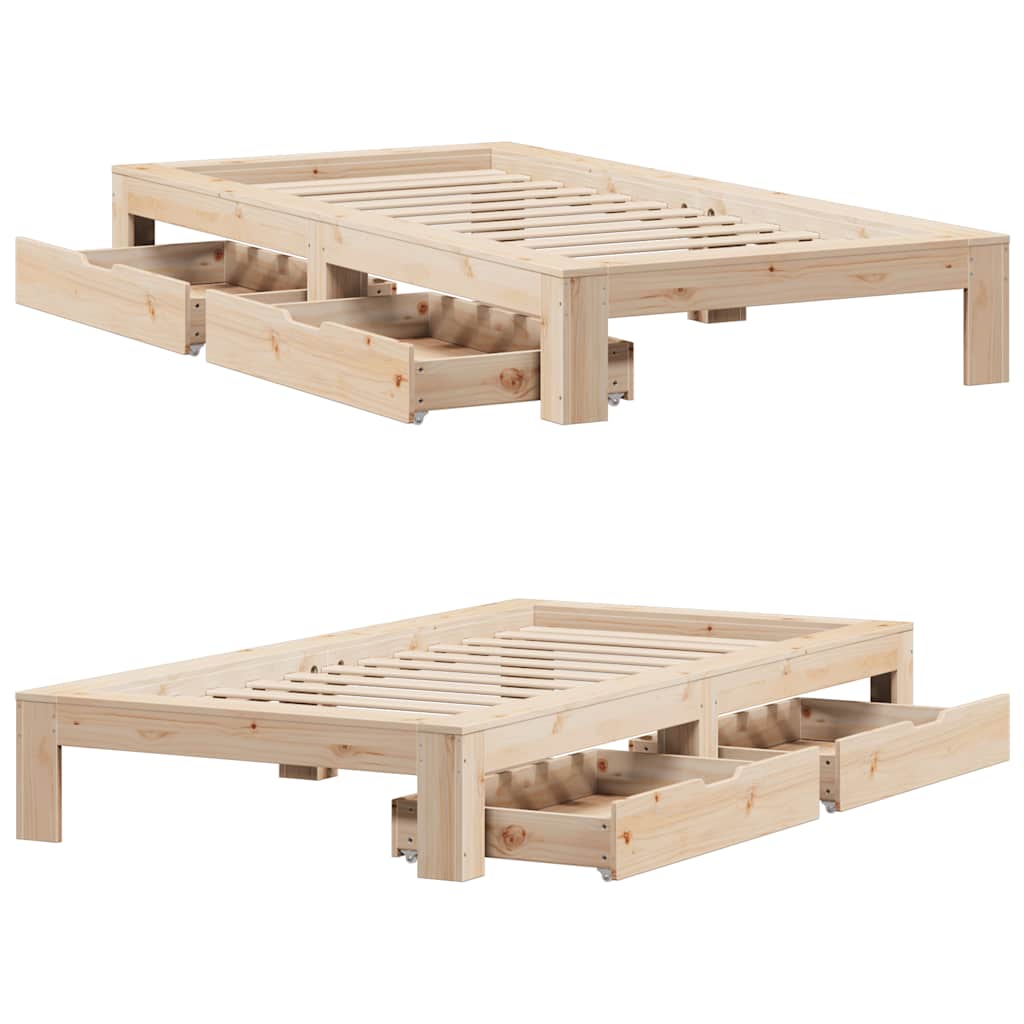 Massivholzbett ohne Matratze 75x190 cm Kiefernholz