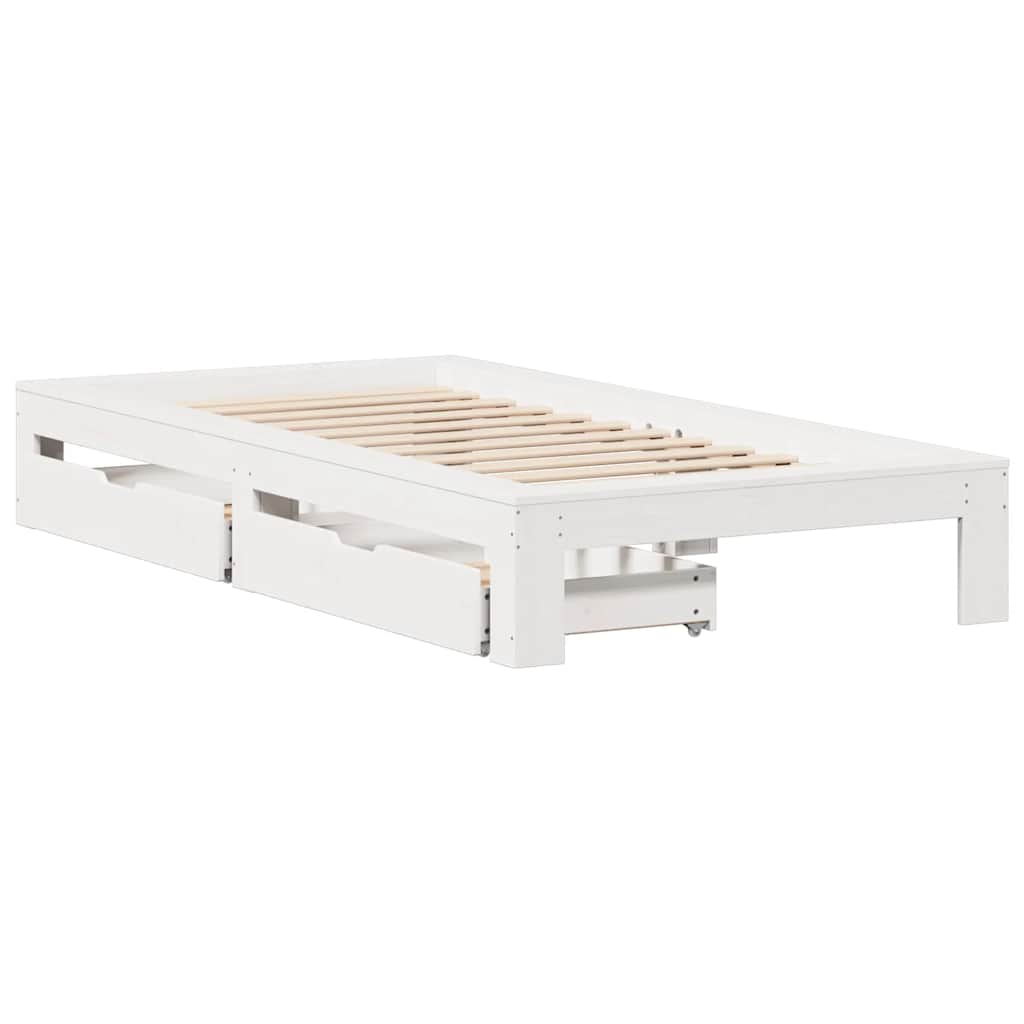 Massivholzbett ohne Matratze Weiß 75x190 cm Kiefernholz