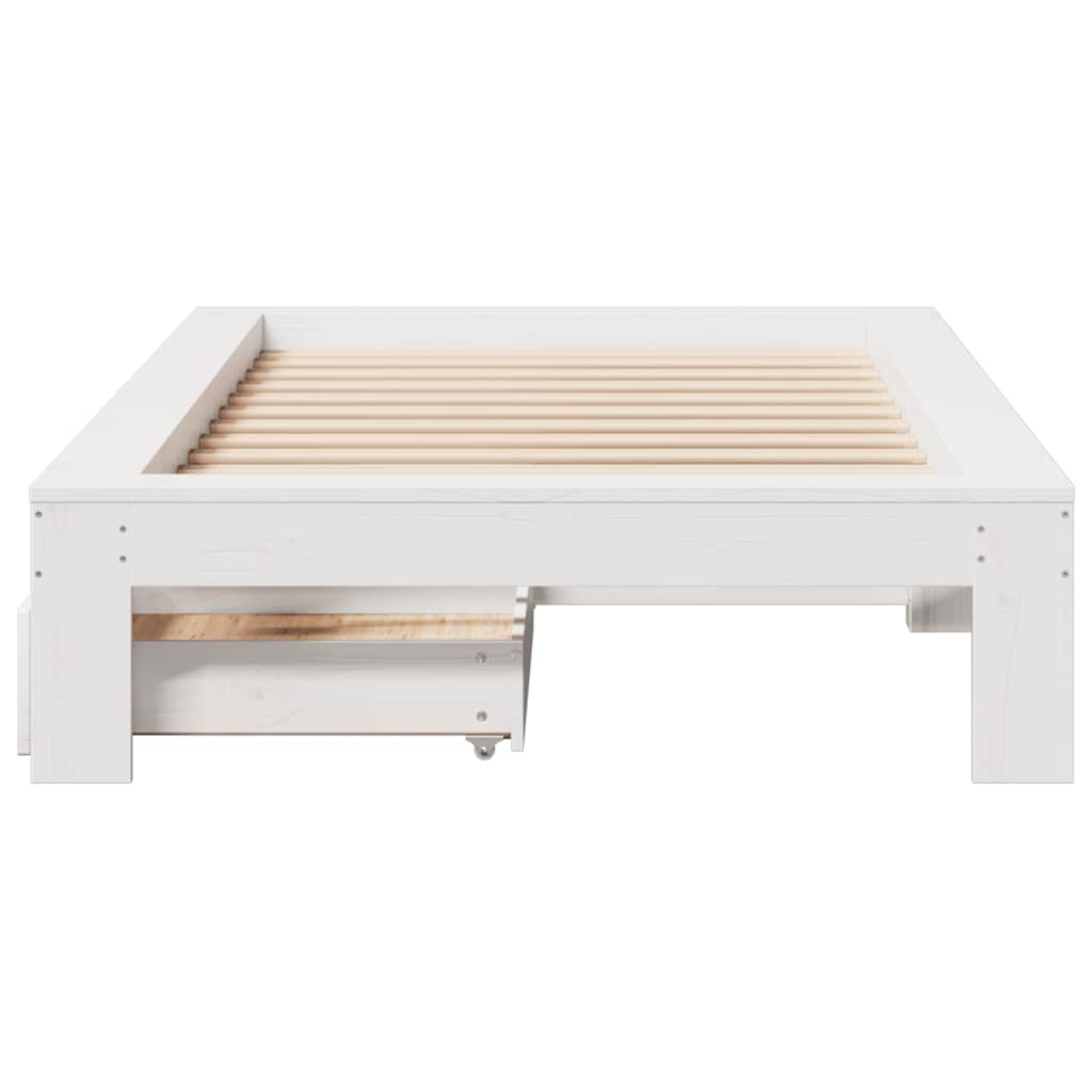 Massivholzbett ohne Matratze Weiß 75x190 cm Kiefernholz