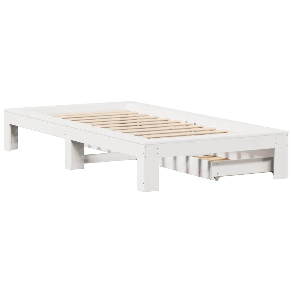 Massivholzbett ohne Matratze Weiß 75x190 cm Kiefernholz