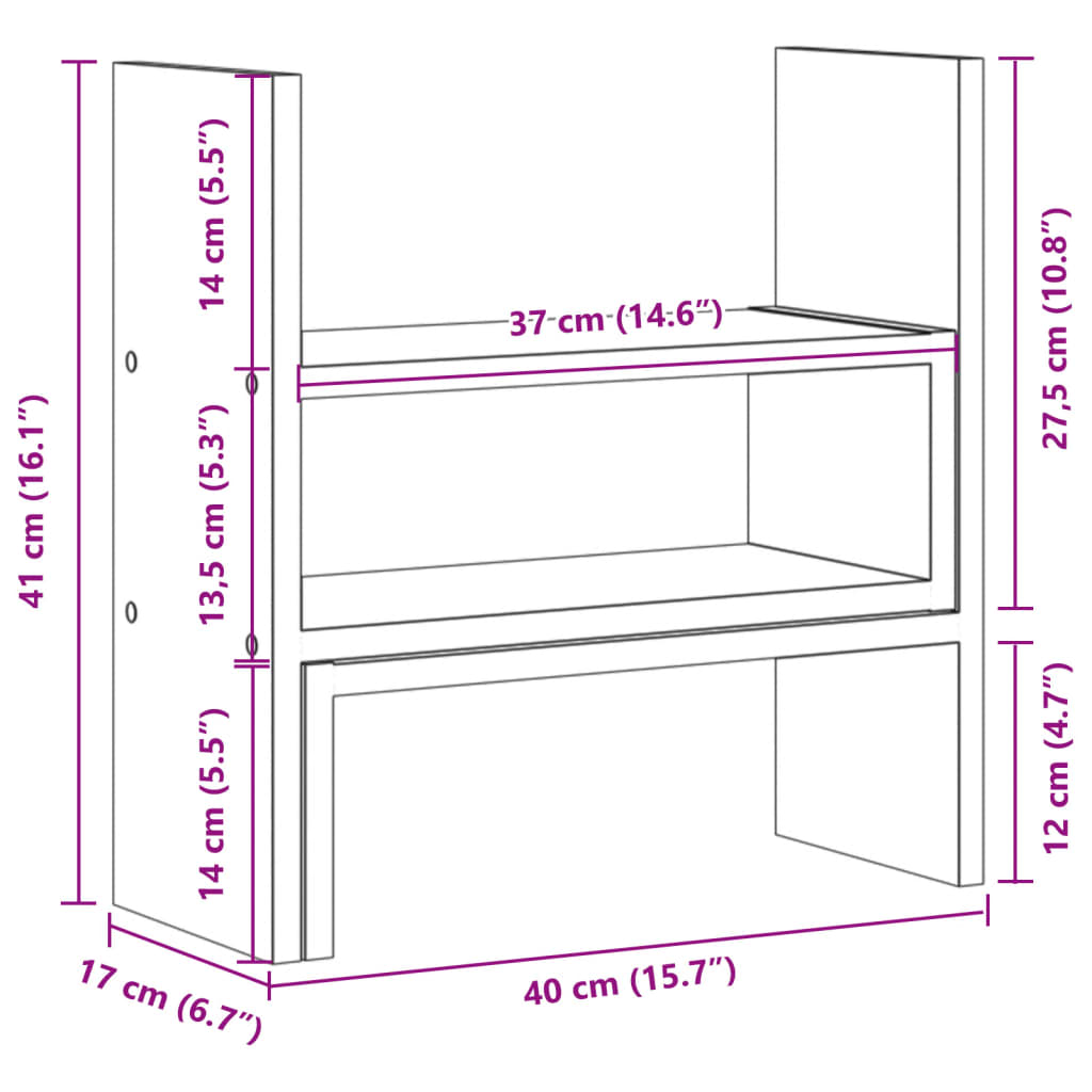 Organisateur de bureau réglable blanc 40x17x41 cm