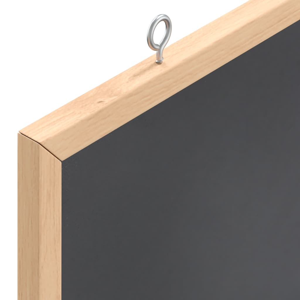 Kreidetafel mit Rahmen aus massivem Kiefernholz Schwarz 60 x 40 cm