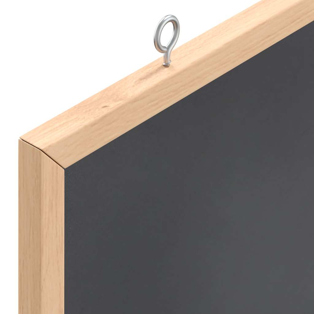 Kreidetafel mit Rahmen aus massivem Kiefernholz Schwarz 60 x 55 cm