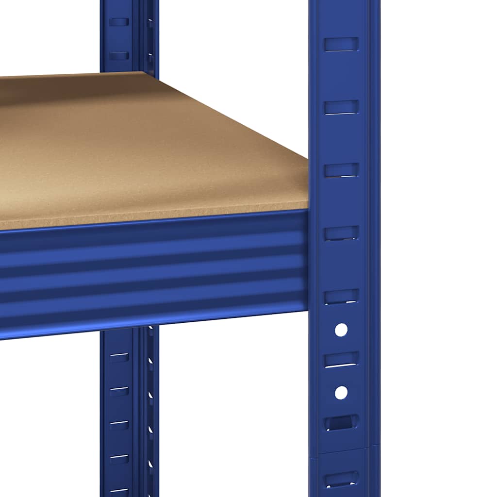 Étagère d'angle à 5 niveaux en acier bleu et bois