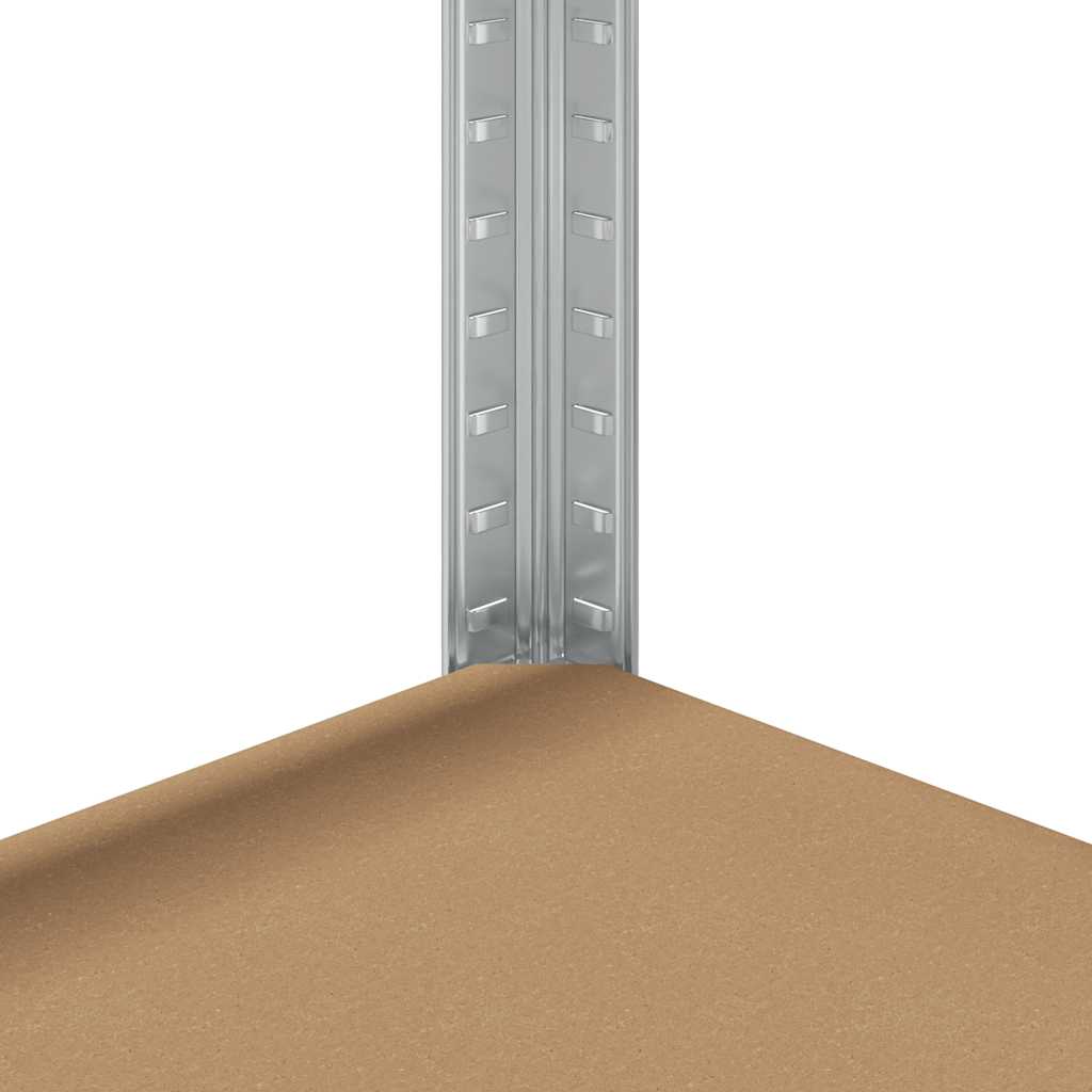 Étagère de rangement à 5 étagères, en acier argenté et bois