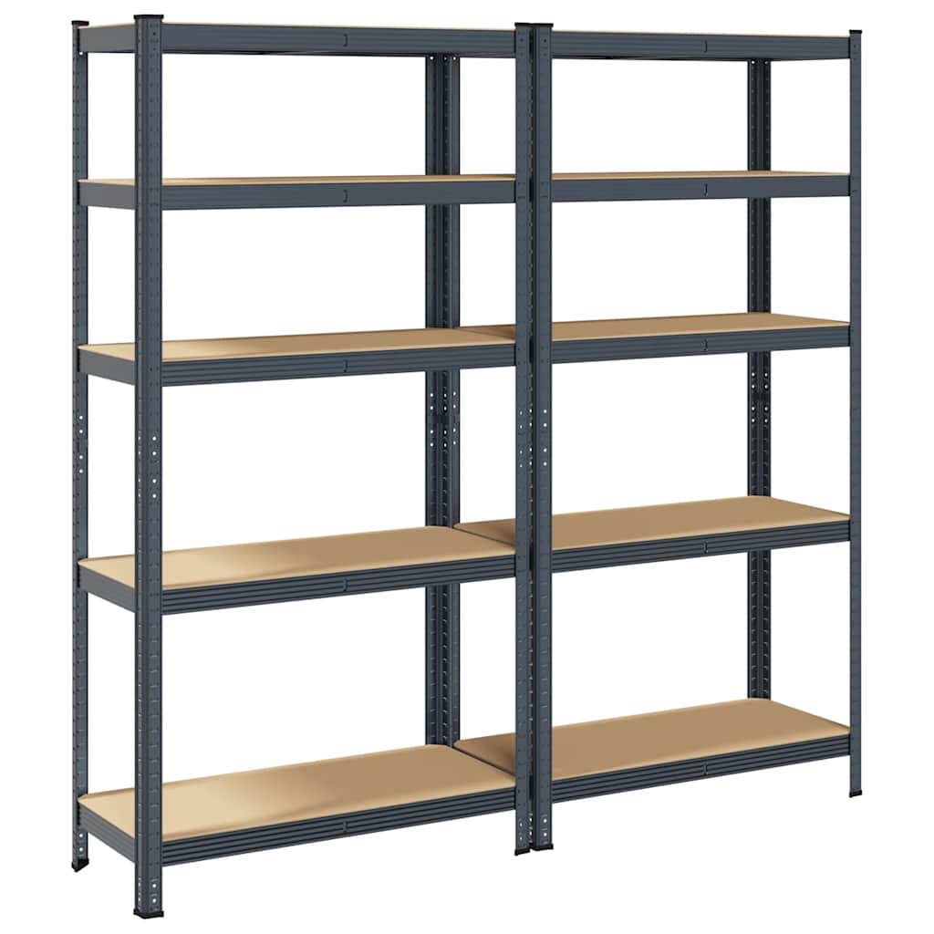 Storage shelves with 5 shelves 2 pcs. Anthracite steel &amp; wood material