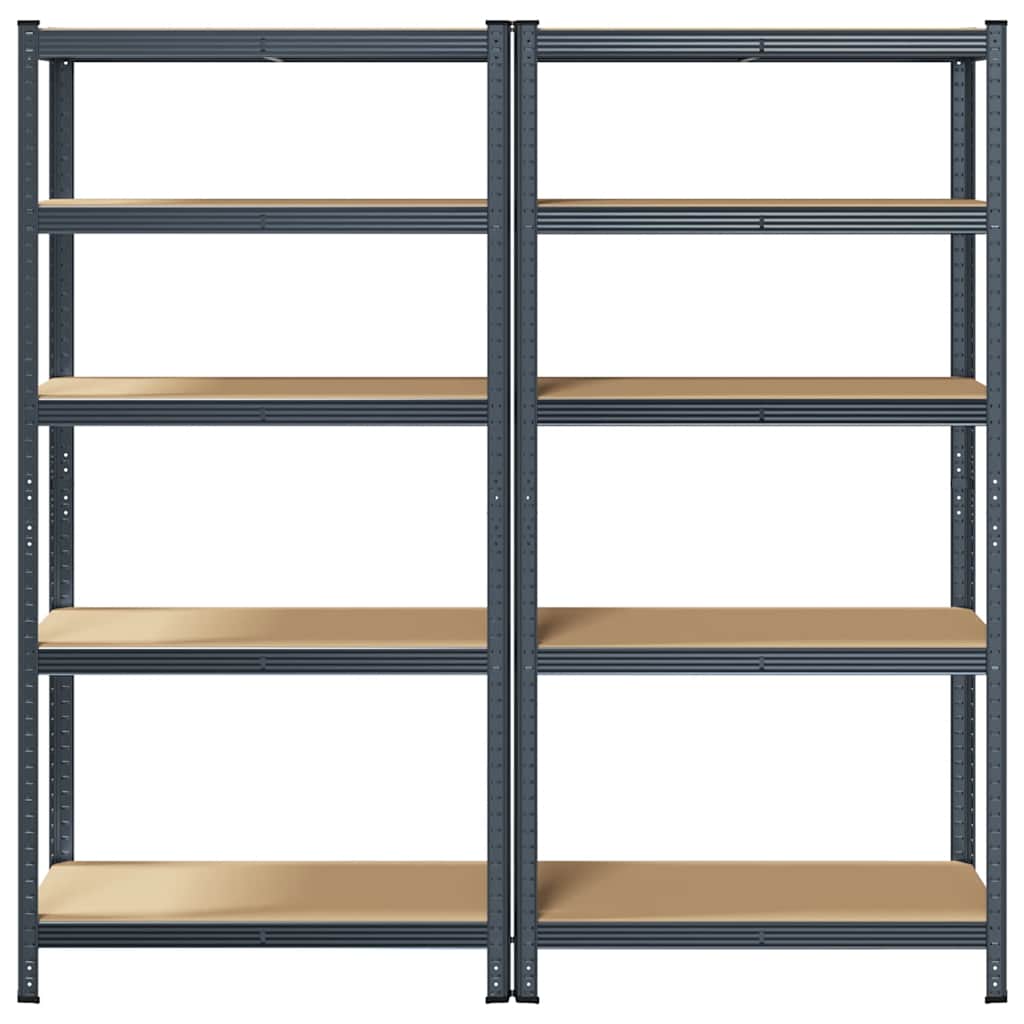 Storage shelves with 5 shelves 2 pcs. Anthracite steel &amp; wood material