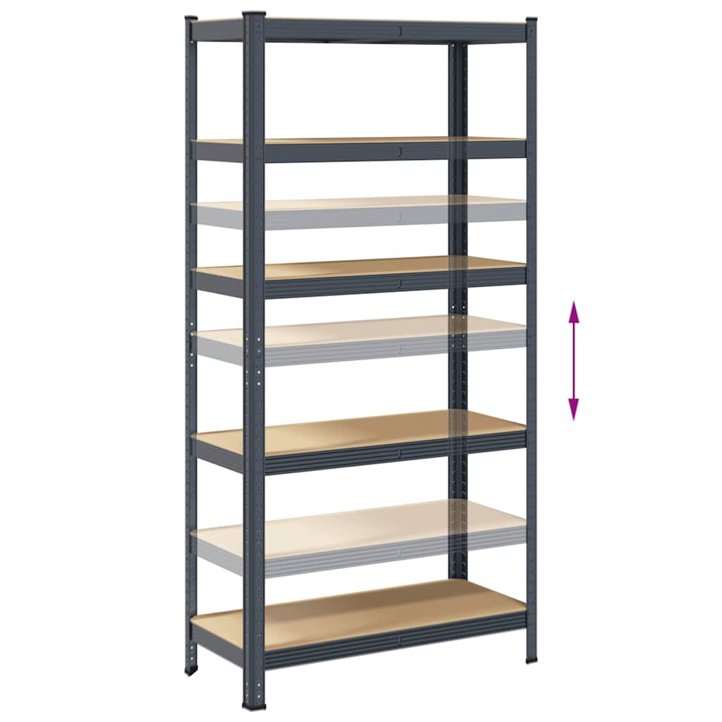 Storage shelves with 5 shelves 2 pcs. Anthracite steel &amp; wood material