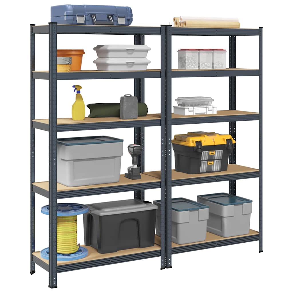 Storage shelves with 5 shelves 2 pcs. Anthracite steel &amp; wood material