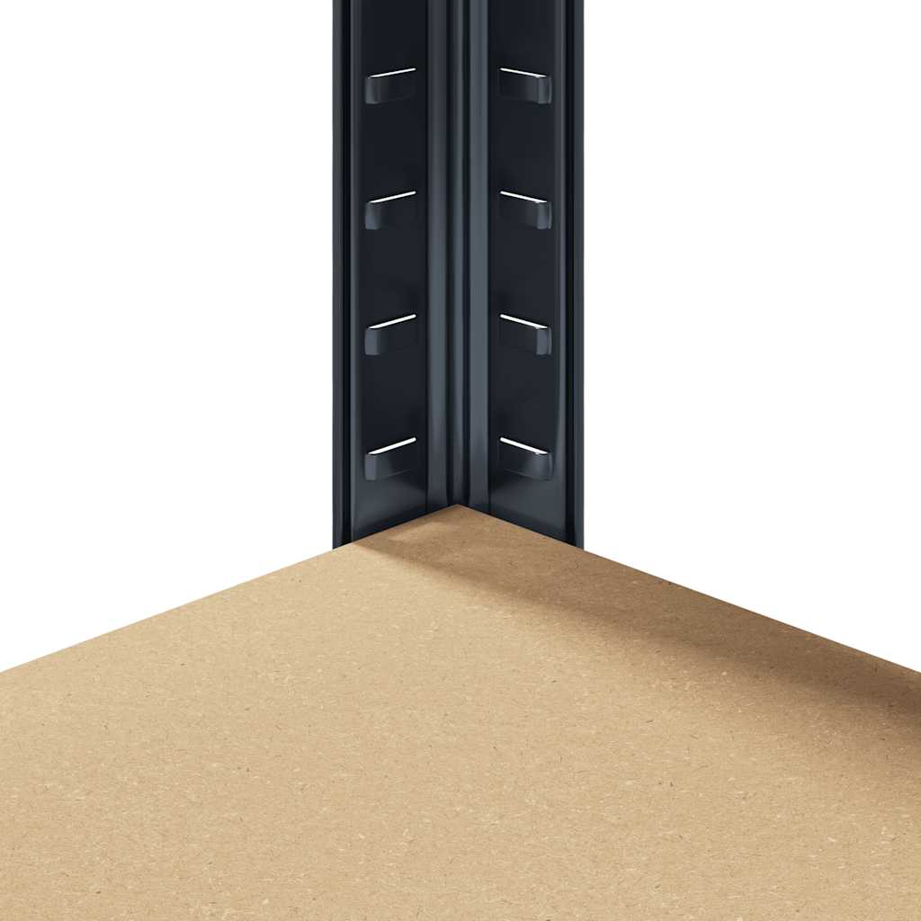 Étagère d'angle avec 5 étagères en acier anthracite et bois