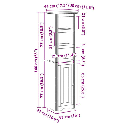Badschrank BODO Weiß und Braun 44x30x160 cm