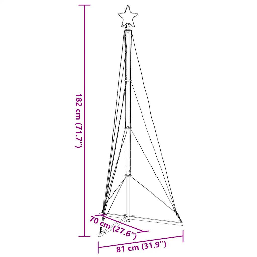 Éclairage de sapin de Noël 363 LED blanc froid 182 cm