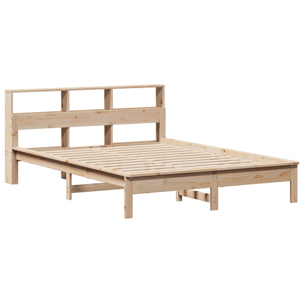 Lit en bois massif avec étagère sans matelas 120x200 cm pin