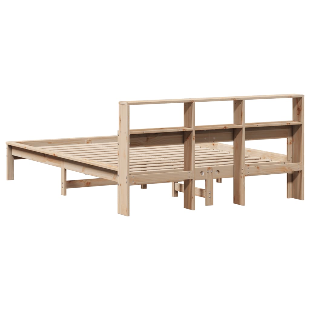 Lit en bois massif avec étagère sans matelas 120x200 cm pin