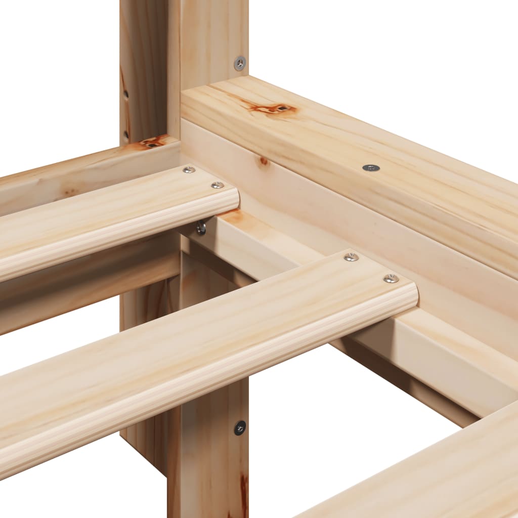 Lit en bois massif avec étagère sans matelas 120x200 cm pin