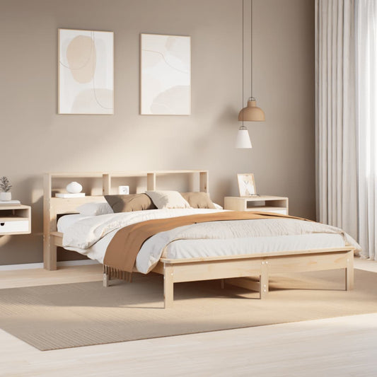 Lit en bois massif avec étagère sans matelas 120x200 cm pin