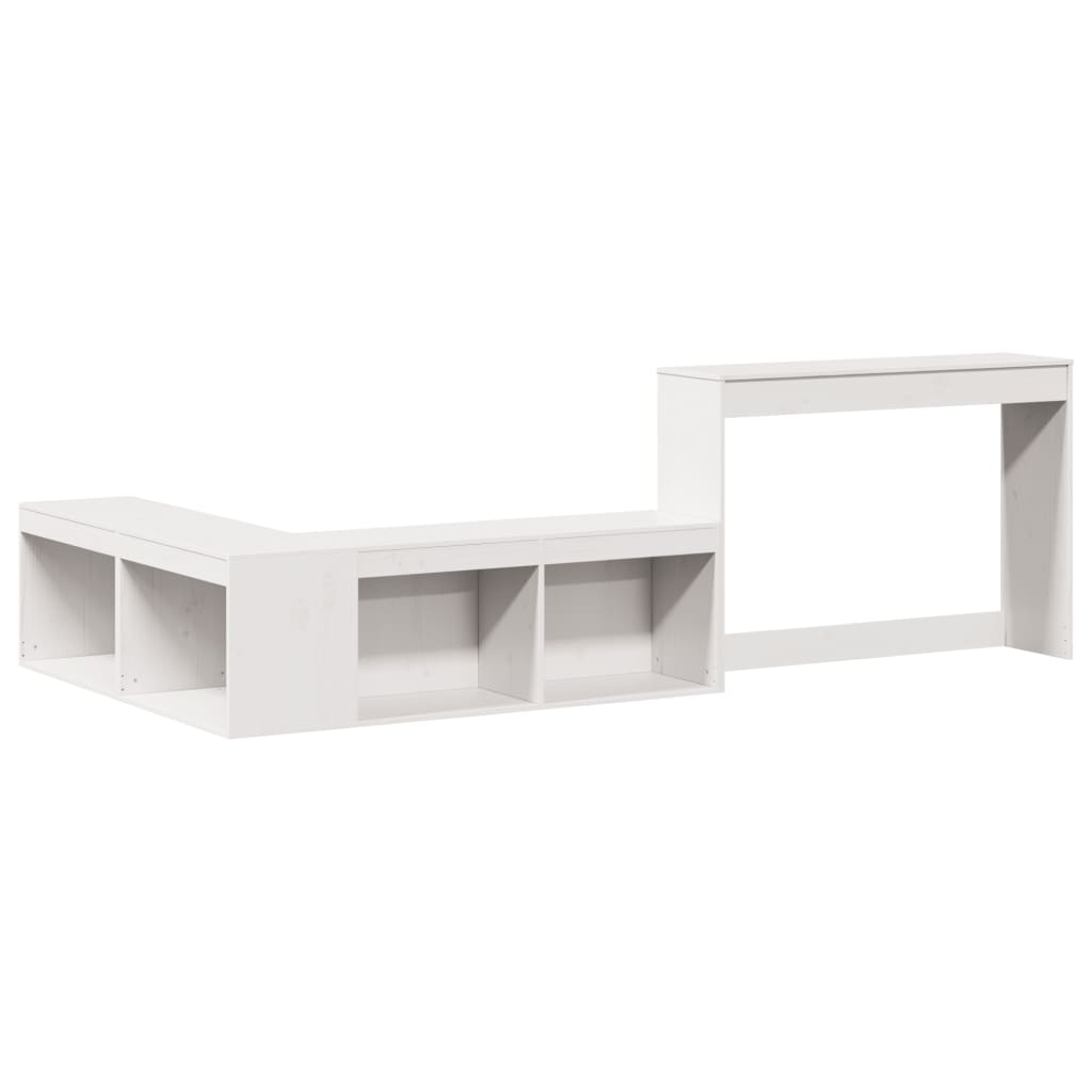 Table de chevet avec bureau blanc 222x122x75 cm bois massif