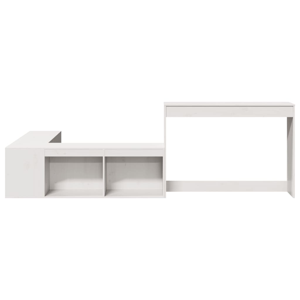 Table de chevet avec bureau blanc 222x122x75 cm bois massif