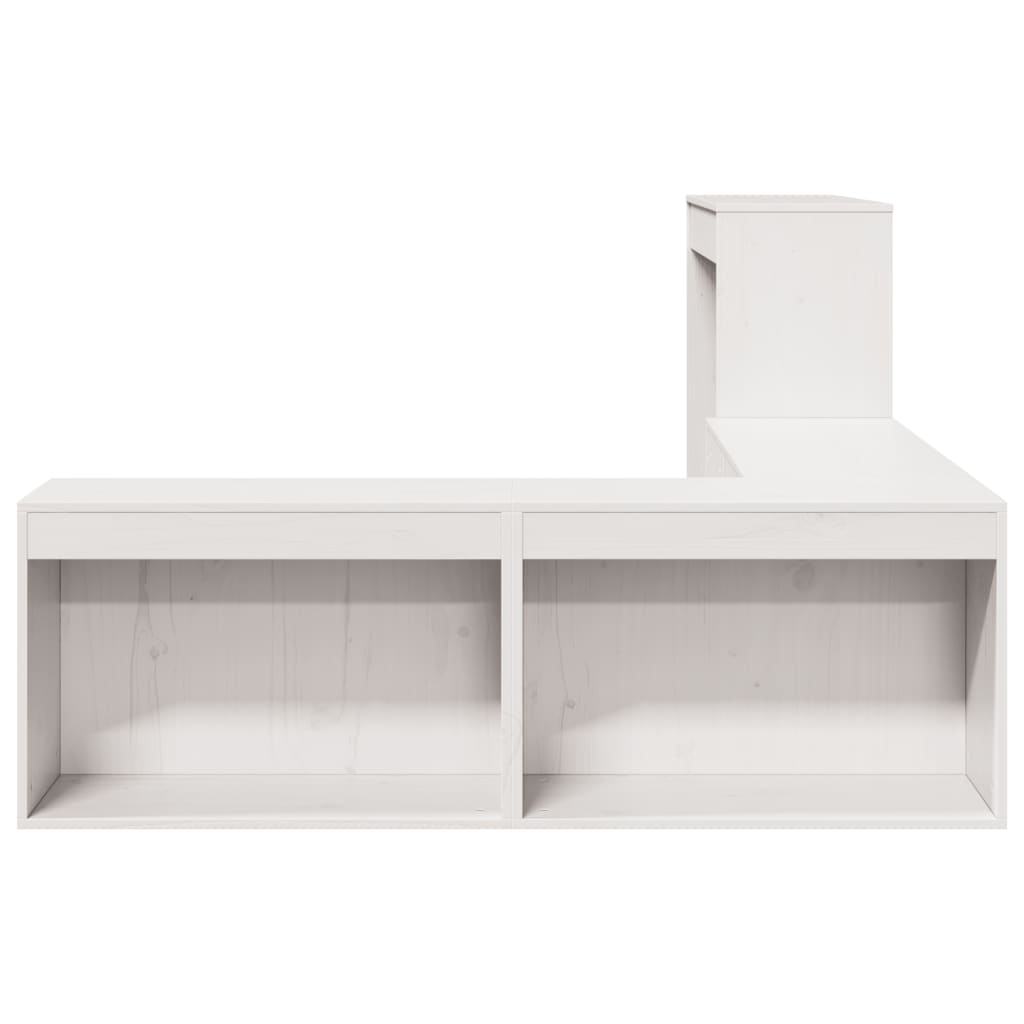 Table de chevet avec bureau blanc 222x122x75 cm bois massif