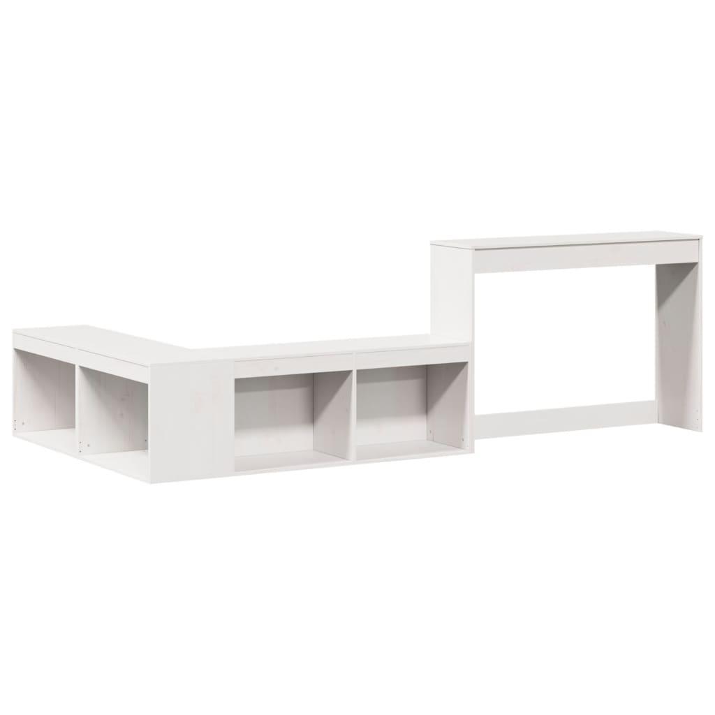 Table de chevet avec bureau blanc 222x107x75 cm bois massif