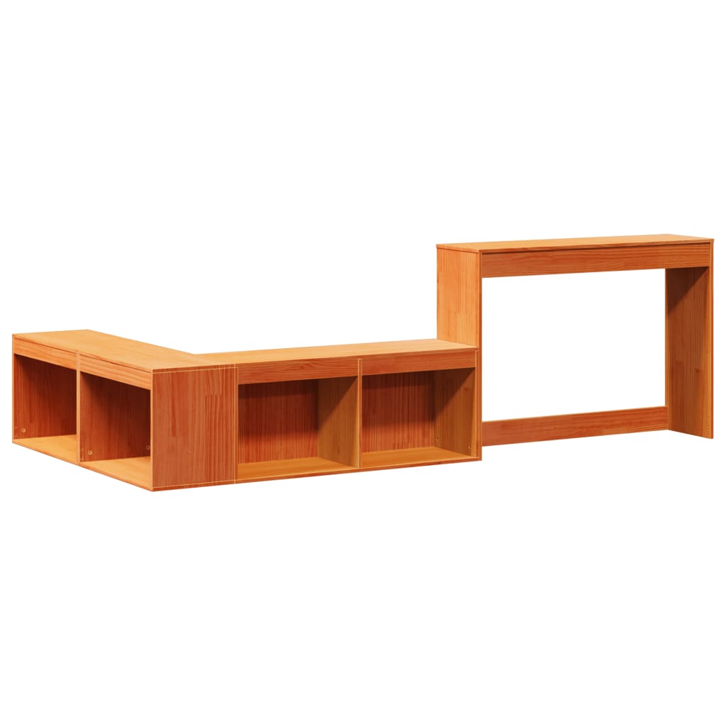 Bedside table with desk wax brown 222x107x75 cm solid wood