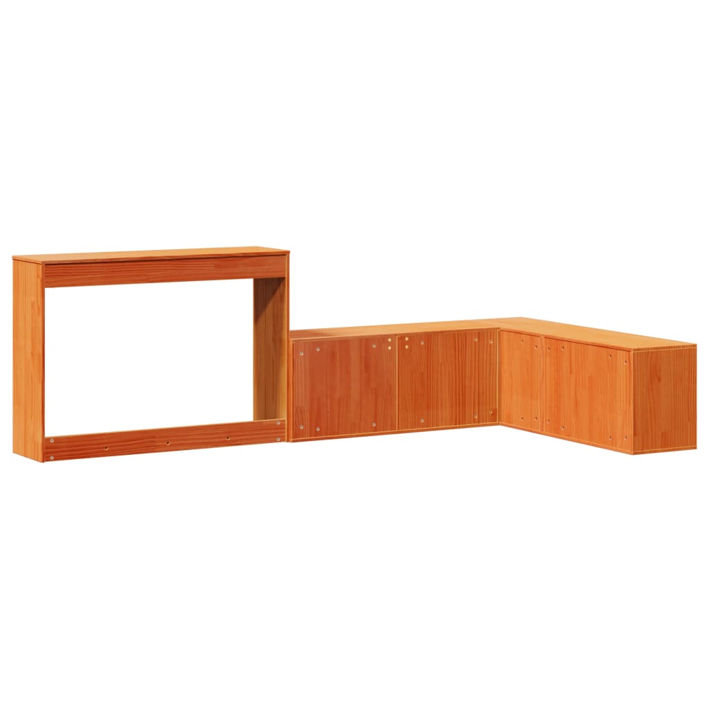 Bedside table with desk wax brown 222x107x75 cm solid wood