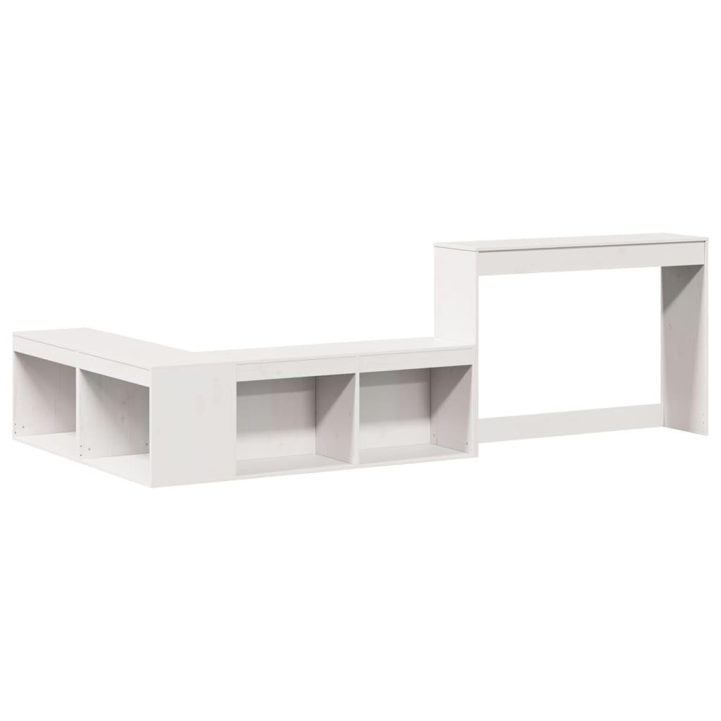 Table de chevet avec bureau blanc 232x112x75 cm bois massif