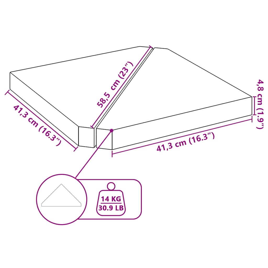 Sonnenschirm-Gewichtsplatten 2 Stk. Grau Granit Dreieckig 14 kg