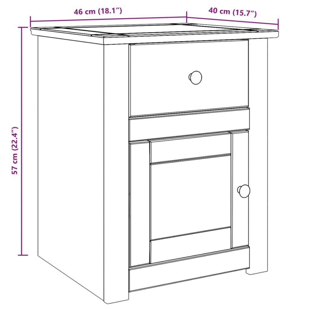 Bedside table Panama 46x40x57 cm solid pine wood