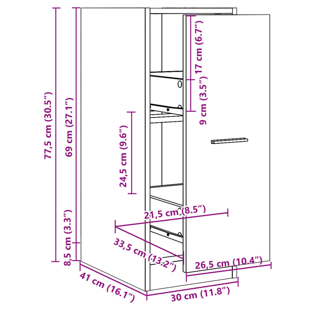 Armoire d'apothicaire blanc 30x41x77,5 cm en bois